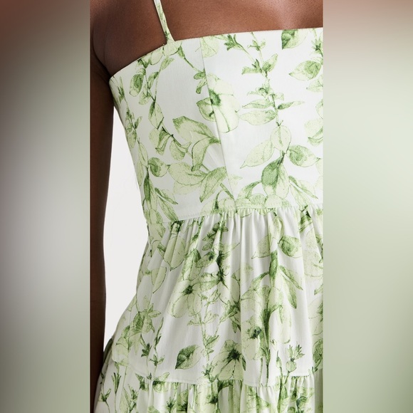 Cinq a Sept Green Floral Cotton Mid-length Dress - Picture 5 of 5